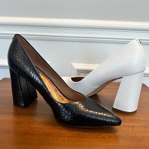 Circus by Sam Edelman Marlee Block-Heel Pumps | Black Crocodile | Size 7
